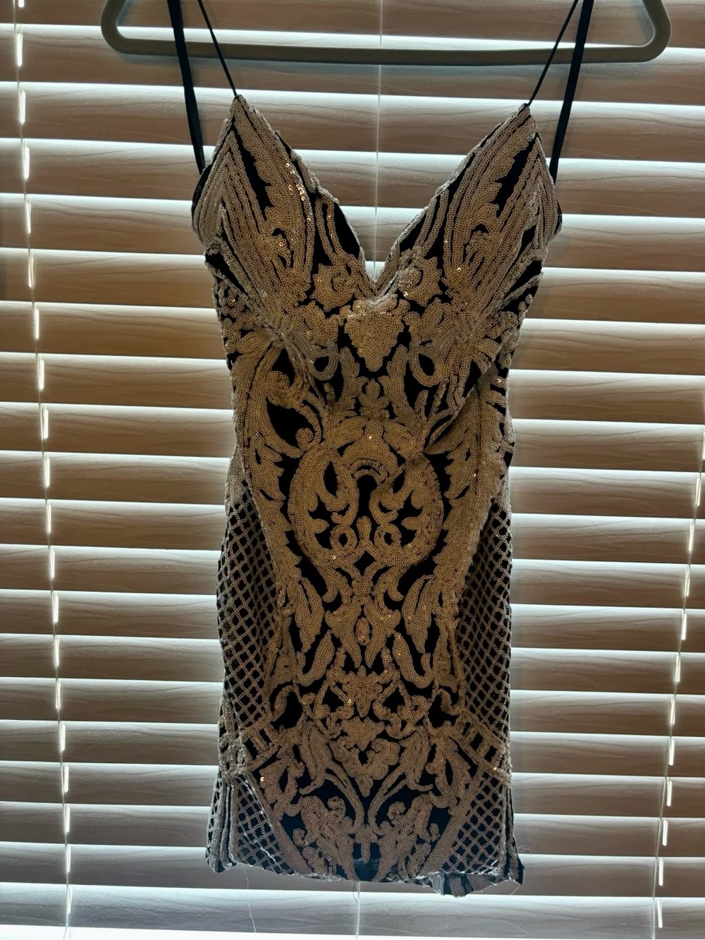Elegant Black Beaded Lace-Overlay Homecoming Dress